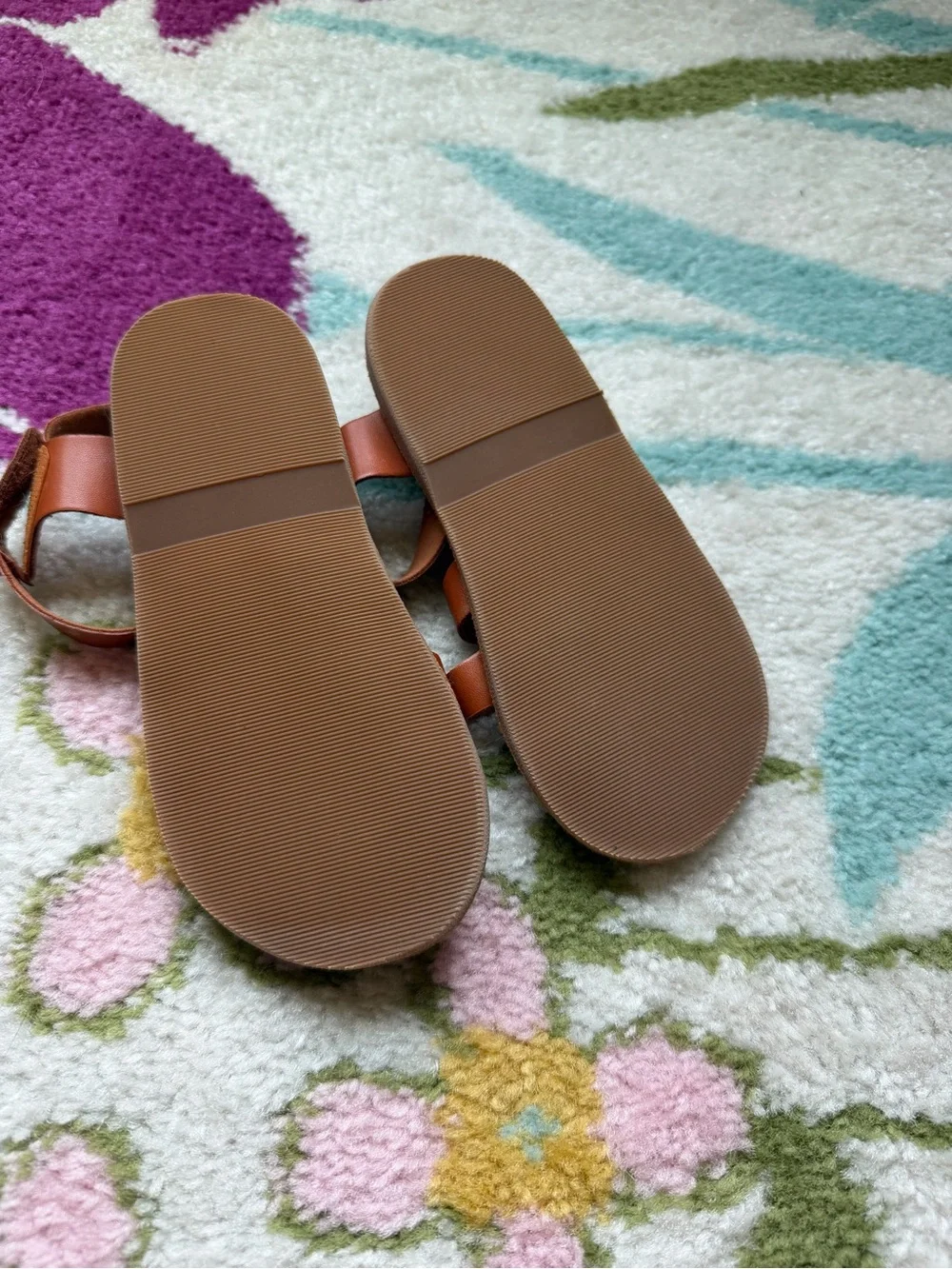 Tan Strappy Kids Sandals with Velcro Ankle Buckle